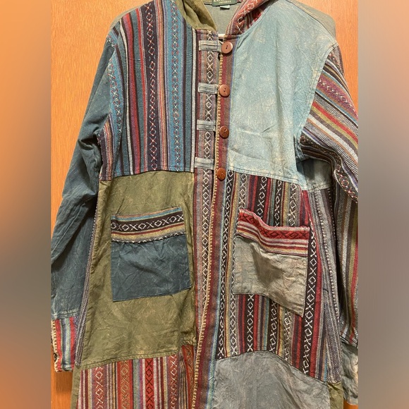 Bohemian Nepalese Import Hooded Jacket - Picture 2 of 4